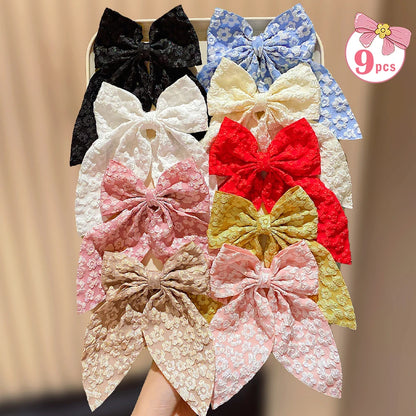 9pcs Women's Sweet Butterfly Knot Hair Clips with Flower Print Decorations Perfect Fashionable Gift for Daily Outfits And Photog