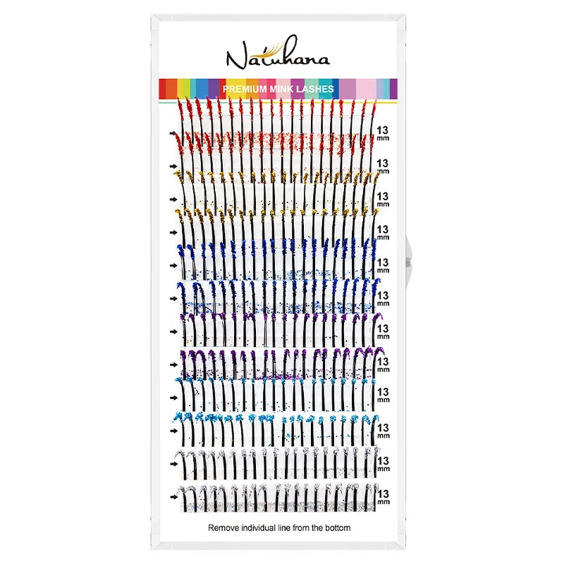 NATUHANA Glitter Fairy Eyelash Extensions DIY Sparkle Colorful False Lashes Wispy Volume Makeup