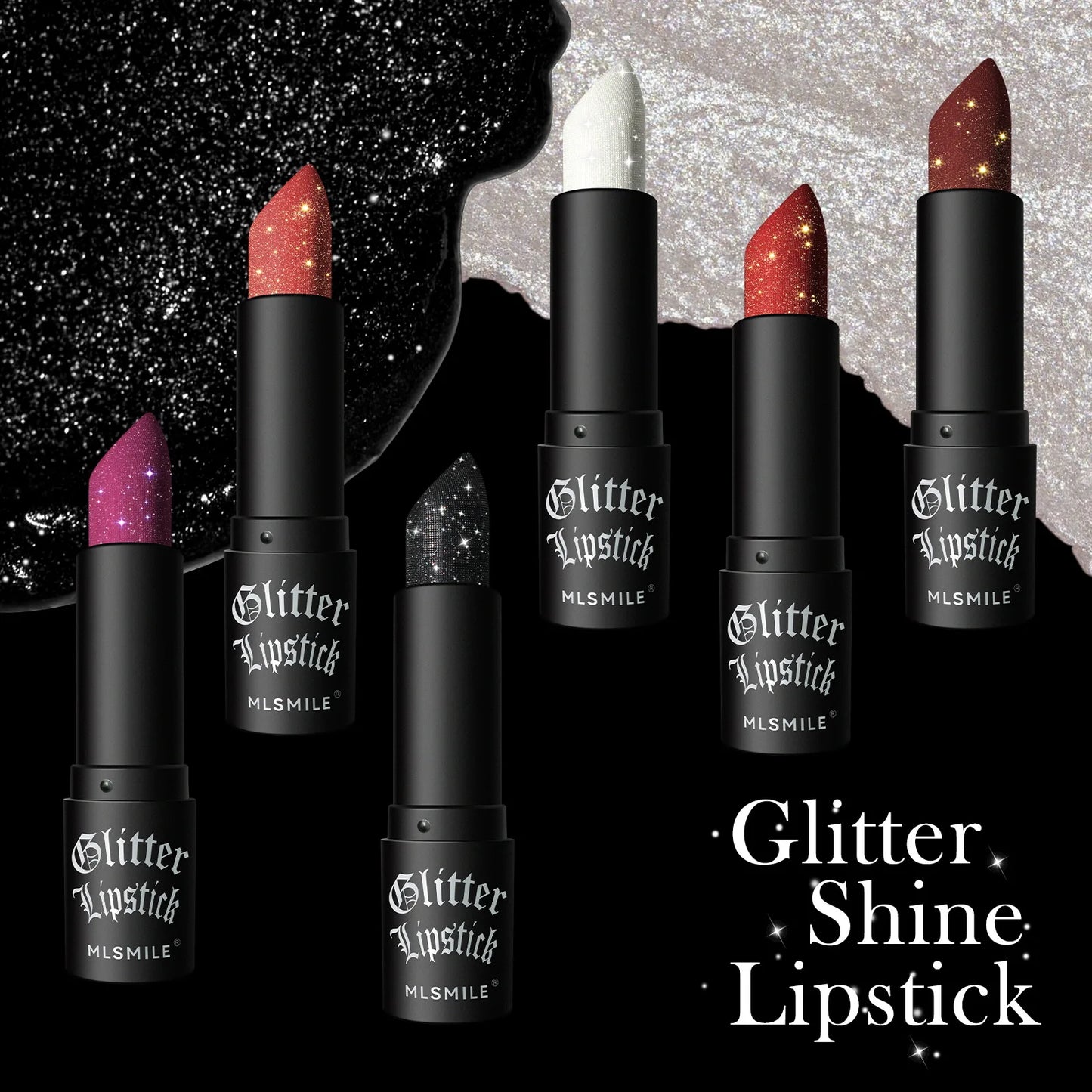 MLSMILE Multi-Color Non-stick Cup Matte Lipstick Flash Lasting Easy Color Diamond Lipstick Dark Halloween Look