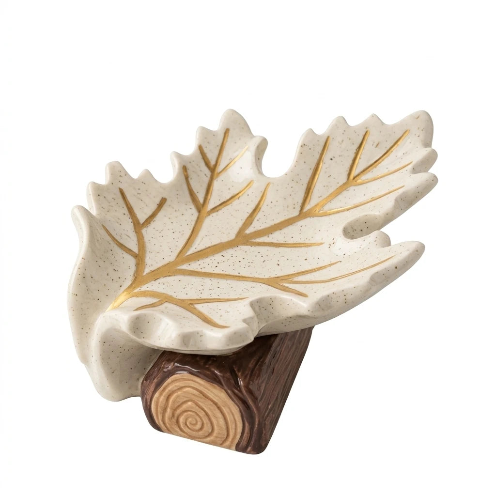 Thanksgiving Soap Dish Maple Leaf Holder Harvest Festival Decor White Resin Soap Tray for Bathroom Vanity Ornament Home