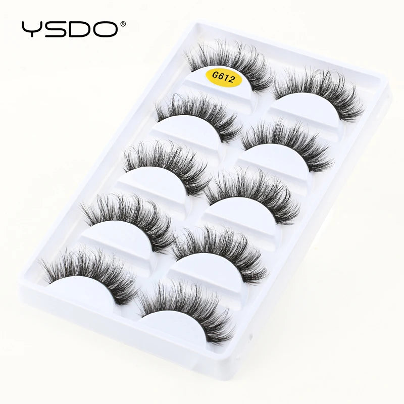 YSDO Eyelashes 3/5 Pairs Natural Long 3D Mink Lashes Fluffy Volume Mink False Eyelashes Cruelty Free Wispy Lashes Makeup Cilios