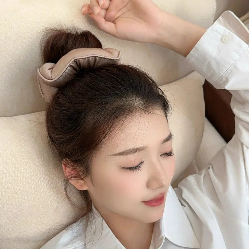 Sleep Scrunchies for Women Silk Satin Large Sponge Hair Band Elastic Ponytail Holder No Crease Soft Hair Accessories Hair Ties