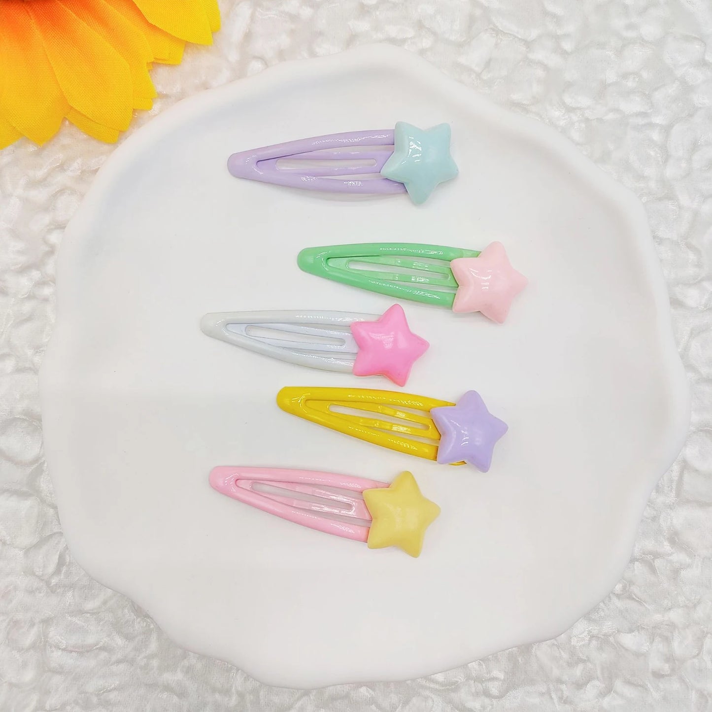 1/2/5 Pcs Y2K Hairpin Yellow Star Designs Bangs Side Clip Blue BB Barrettes Hair Snap Clips Summer Girls Hair Accessories