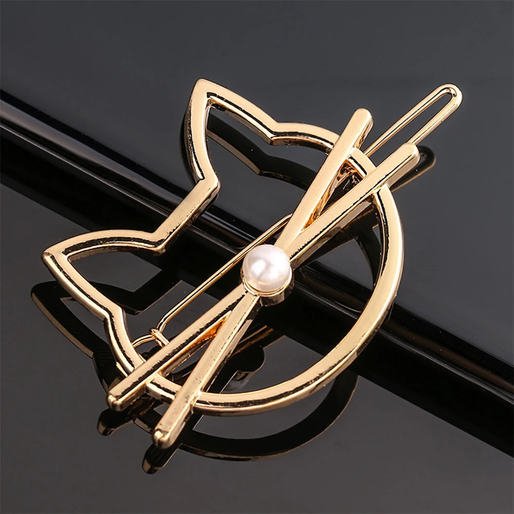 Triangle Moon Hairpin Fashion Women Metal Frog Clip Word Clip Elegant Star Round Barrette Alloy for Ladies Hair Accessories