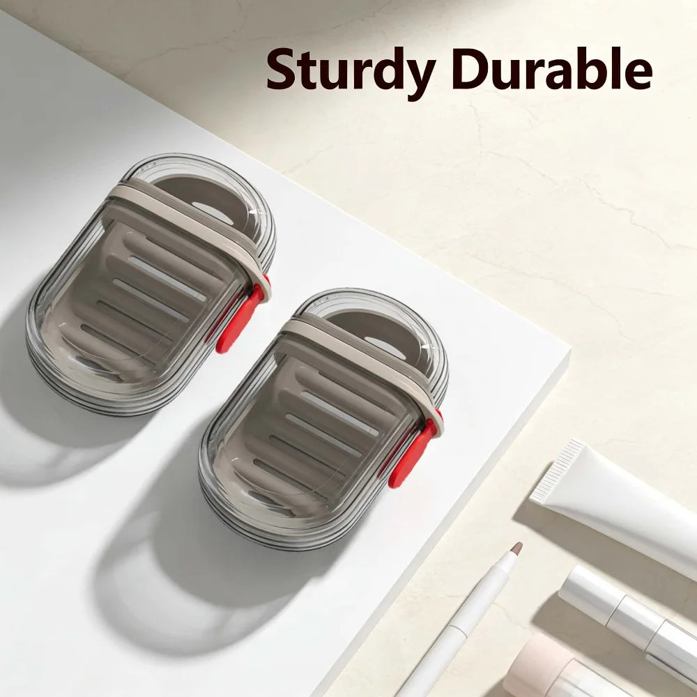 Light Luxury Travel Soap Box with Drainage,Large Capacity Holder,Leakproof Portable Case with Lid for Bathroom & Business Trip