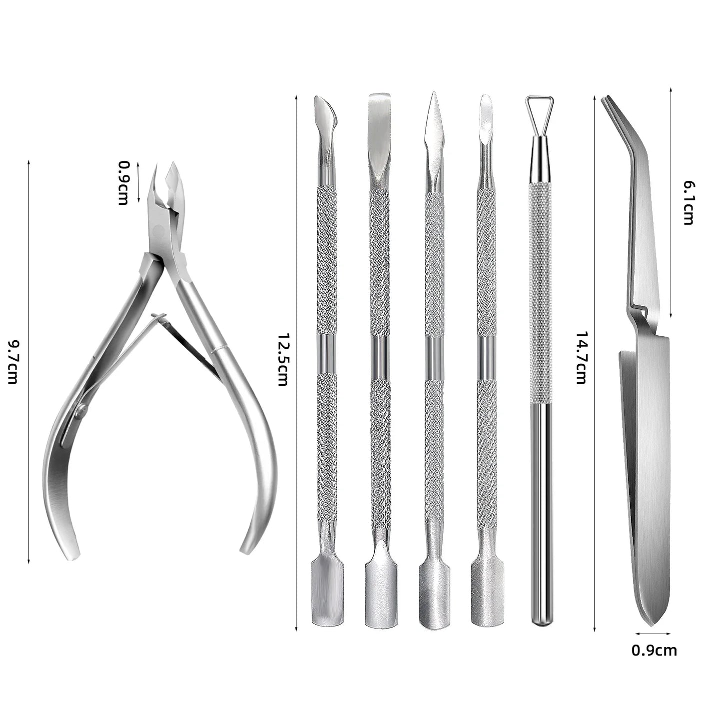 1/4/5/7Pc Professional Stainless Steel Nail Care Tools Double Head Cuticle Pusher Cuticle Nipper Nail Cuticle Remover Accessorie
