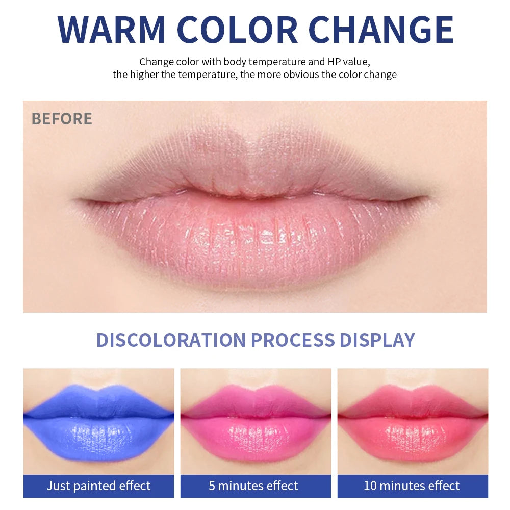 Blue Rose Lipstick Makeup Temperature Color Changing Lipstick Velvet Matte Moisturizing Waterproof Non-stick Cup Shiny Lipstick