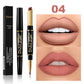 2 In 1 Matte Lipstick Pencil Double Head Lip Liner Pen Red Nude Long Lasting Waterproof Lady Charming Lip Pencil Makeup Tools