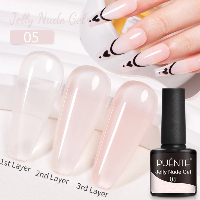 PUENTE Pearl Color Builder Nail Gel Polish Hema Free Shell Thread Glitter Nail Extension Semi-Permanent Construction Gel Varnish