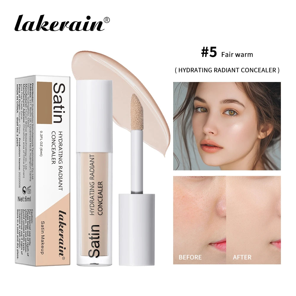 Lakerain Hydrating Radiant Concealer Liquid Foundation Texture High Coverage Long-Lasting Oil Control Hydrating Skin Concealer