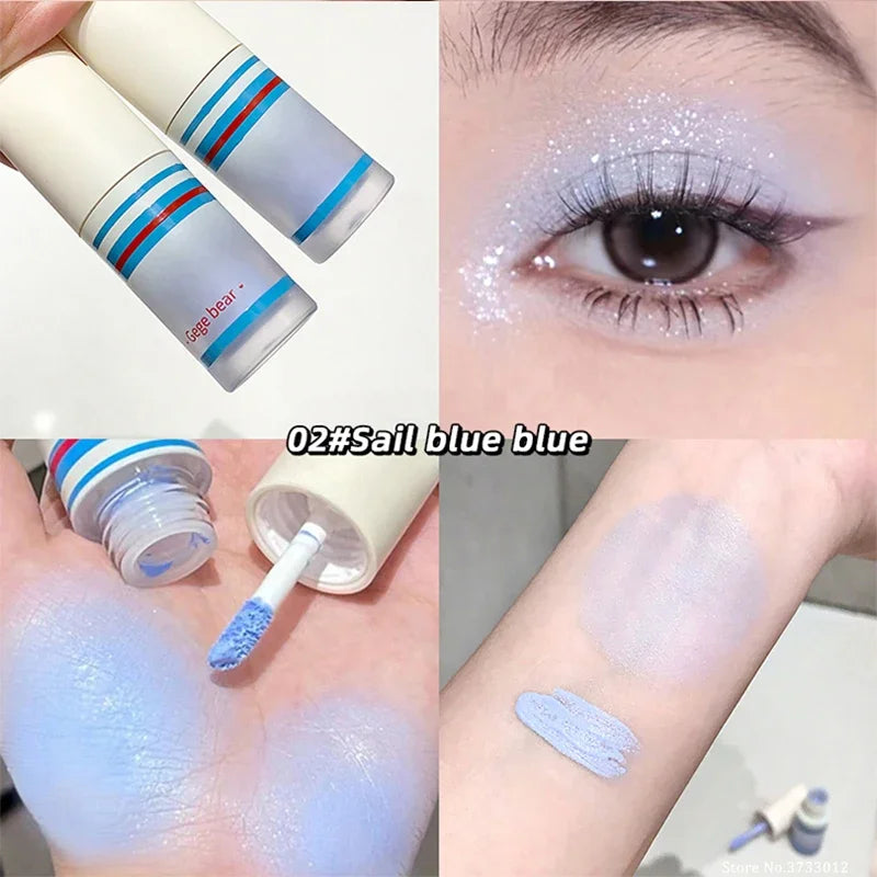 Pearlescent Matte Liquid Eyeshadow Wet and Bright Highlighter Stick Clear Glitter Contour Makeup Facial Brightening Cosmetics
