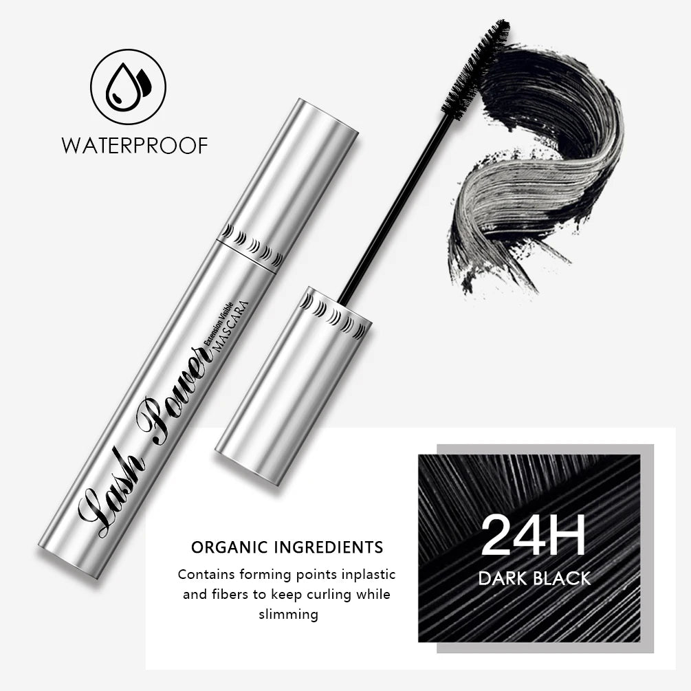 QIBEST 4D Silk Fiber Eyelash Black Mascara Waterproof Long Lasting Eyelash Extension Thick Lift Lengthening Eyelash  Mascara