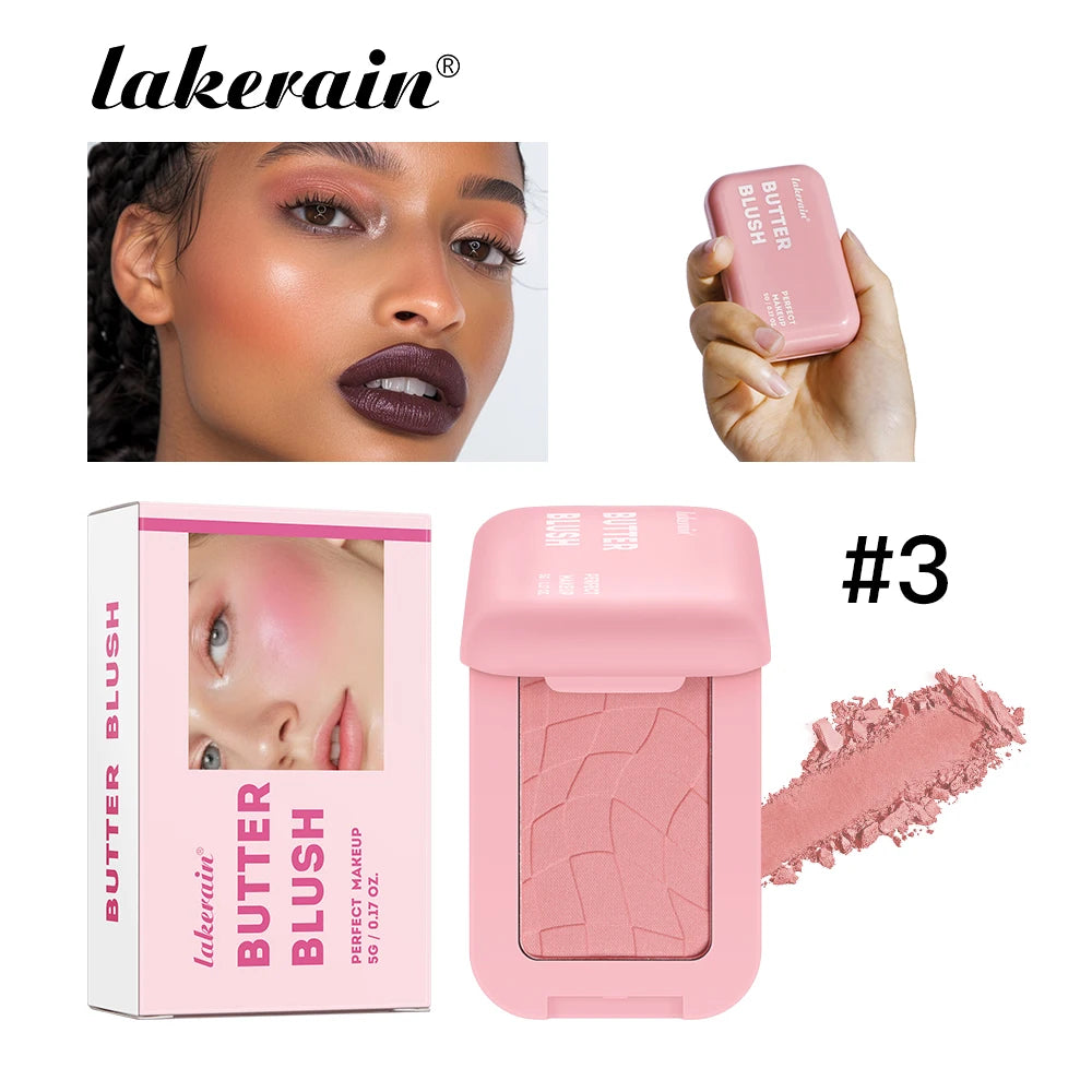 Single Color Butter Blush Matte Natural Cheek Tint Waterproof Face Contouring Cosmetics Blush Powder Face Soft Female Makeup
