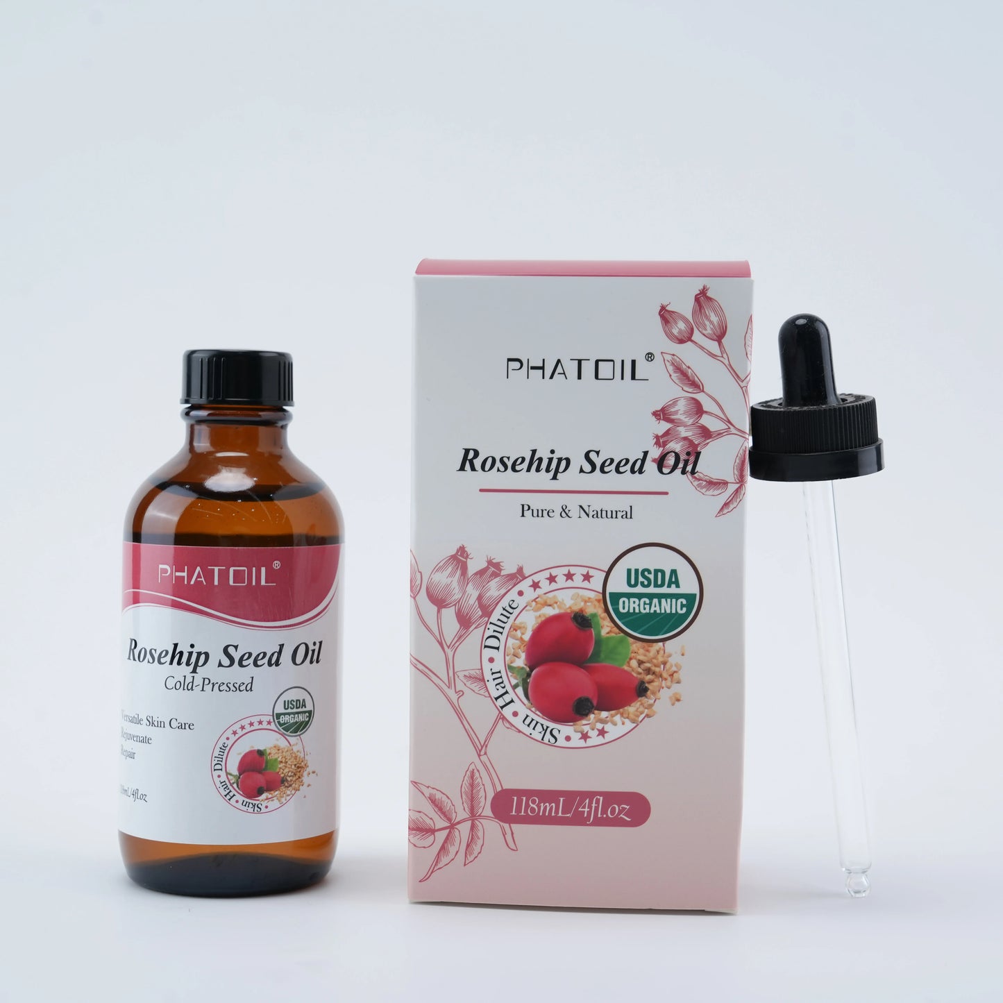 PHATOIL 236ml/118ml Organic Castor Oil,Cold Pressed Unrefined Essential Oil For Hair Care Eyelash & Nail Growth Moisturizes Skin