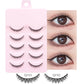DINGSEN 5 Pairs Manga Lashes Eyes Lashes Soft Natural Long Eyelashes Fake Lashes Anime Wispy Strip False Eyelashes Makeup
