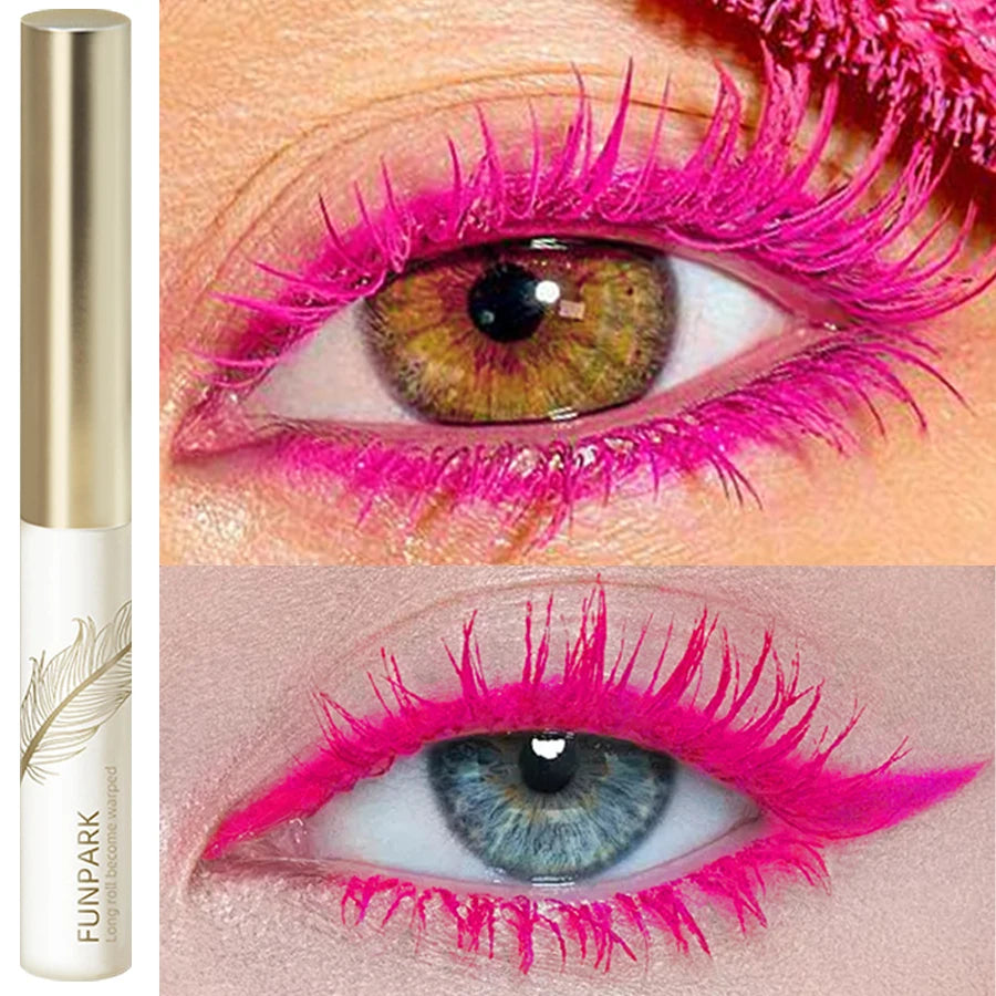 10-Color Ultra-fine Brush Mascara Strong and Lasting Content and Length, Waterproof Prolonged Eye Lash Makeup Black Red Purple