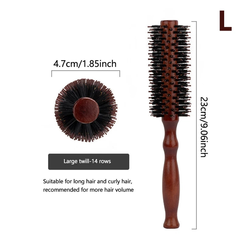 6 Style Wood Handle Round Rolling Brush Straight Twill Hair Comb Boar Bristle Round Barrel Hair Curling Brush Hairdressing Tool