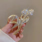 Rhinestone Tassel Hair Claw Golden Bow Flower Hair Clip Hairpin For Women Elegant Ponytail Fashion Hair Accessories