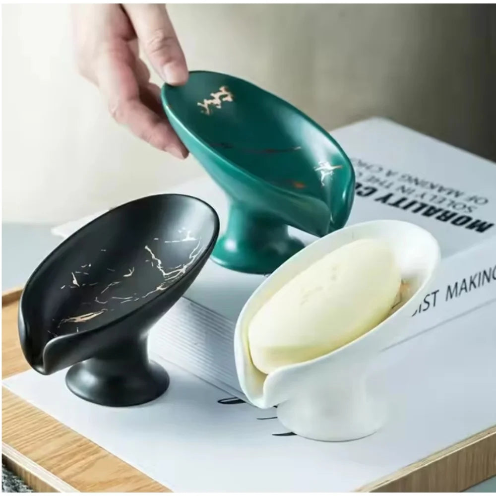 New 1 ceramic Leay shower soap holder, bathroom and kitchen supplies shape box, drain hole tray, storage board