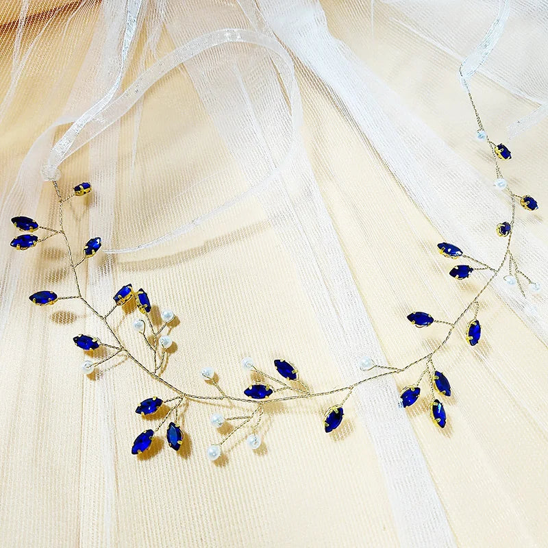 Vintage Blue Rhinestone Hair Comb Wedding Hair Accessories Bridal Hair Clip Headpiece Jewelry Bride Tiara Hair Ornament Gift
