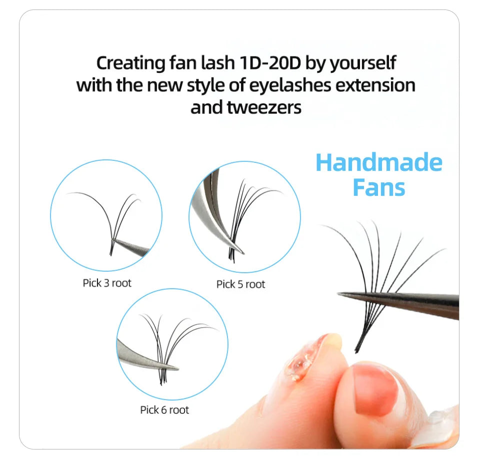 AGUUD 16 Rows Eyelash Extensions Individual 5-25mm Faux Mink Russian Volume Makeup Lashes Black Cashmere Eyelashes For Extension