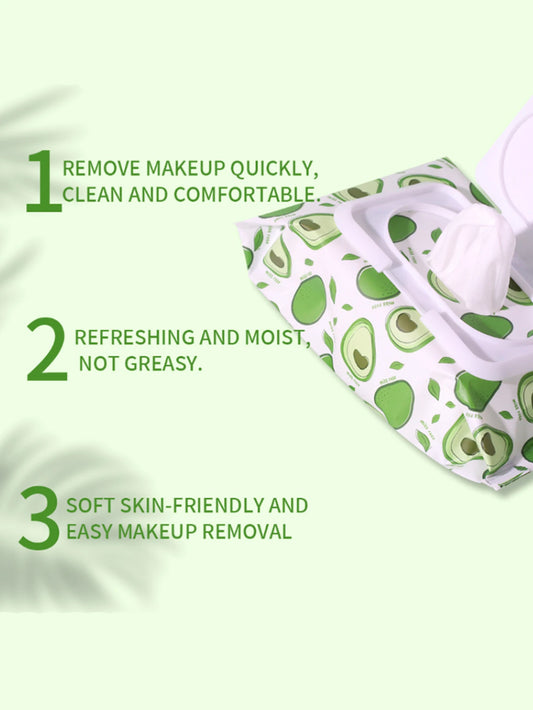 Disposable avocado makeup remover wipes-make up remover,Automatic press box,Pack of 80,Makeup remover,Portable bag
