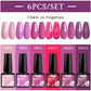 MTSSII 6PCS/Set Sparkly Red Roes Red Gel Nail Polish Shinning Nail Art LED UV Gel Varnish Nail Supplies Manicure Kit for Nails