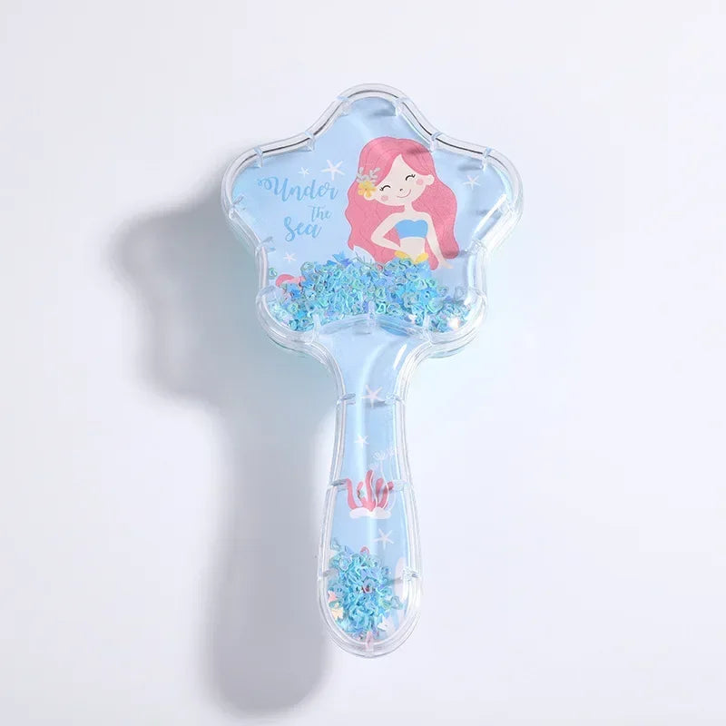 New Cartoon Air Cushion Massage Comb Star Shape Sequins Quicksand Anti-knot Combs for Baby Kids Comb for Curly Hair