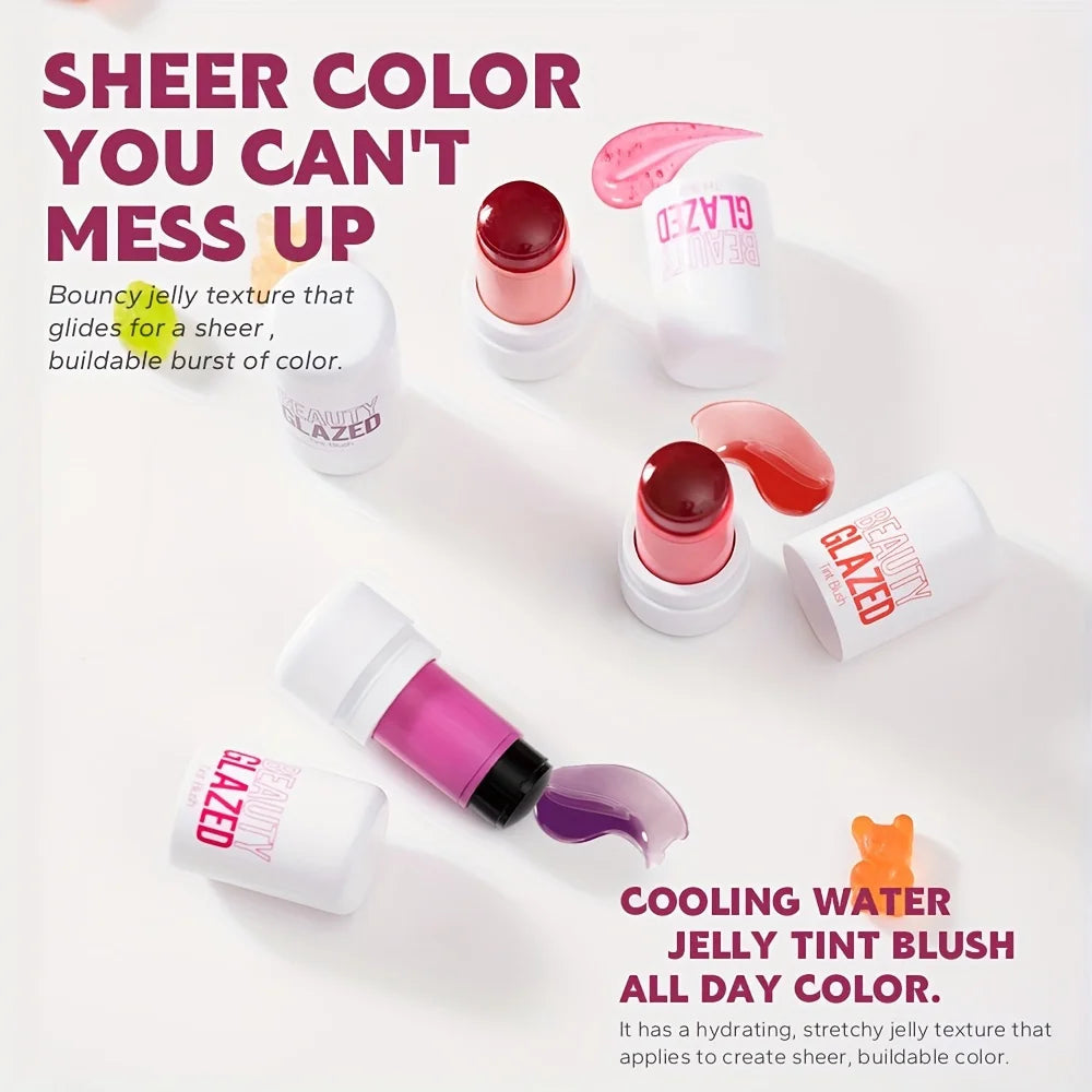 Makeup Blush Stick Lip Tinted Cooling Water Jelly Tint Jelly Blush Stick Watercolor Multi-Use Matte Blush Makeup