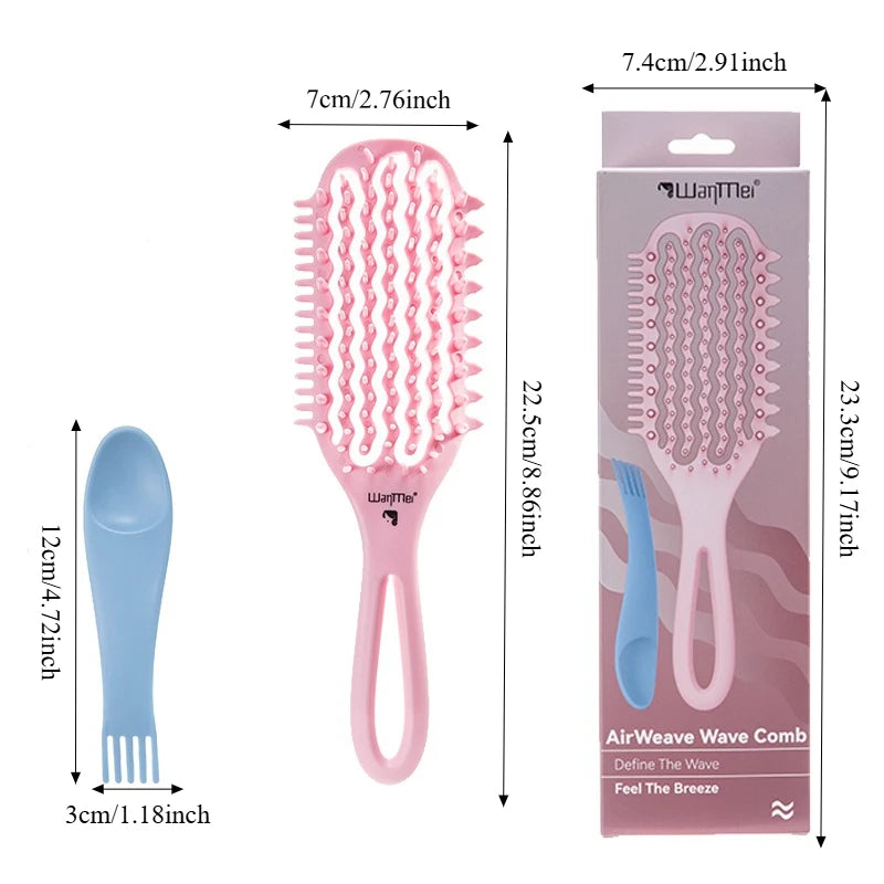 1Box Air Weave Wave Detangling Brush Anti-static Vent Hair Brush Scalp Massage Comb Hair Styling Tool for Curly Straight Hair