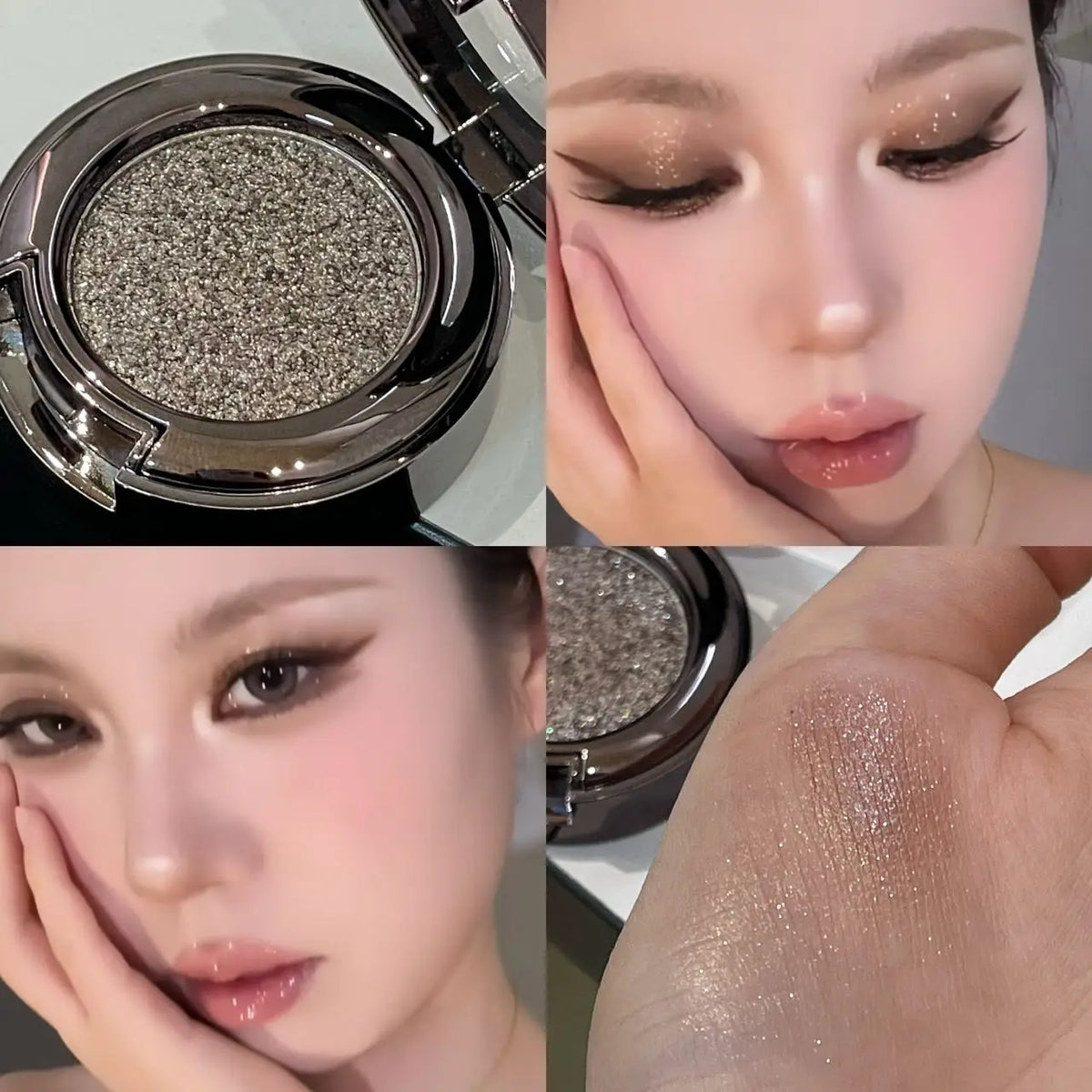 Metallic Glitter Black Blue Eyeshadow Purple Green Metallic Highlighter Eyeshadow Diamond Long Lasting Eye Makeup Women Cosmetic
