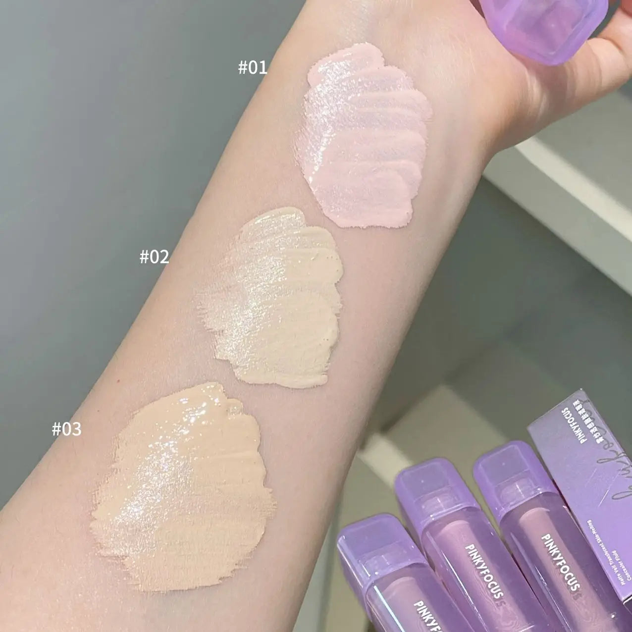 Pinkyfocus Misty Sheer Skin-Fusing Concealer Liquid Is Moisturizing, Clear and Refreshing, Natural and Three-Dimensional Brightening, Long-Lasting and Not Easy to Come Off, Concealer Foundation Liquid