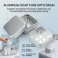 Travel Soap Case Aluminum Soap Box Double Layer Draining Holder Portable Rectangular Dish for Camping Hotel Bathroom Gear