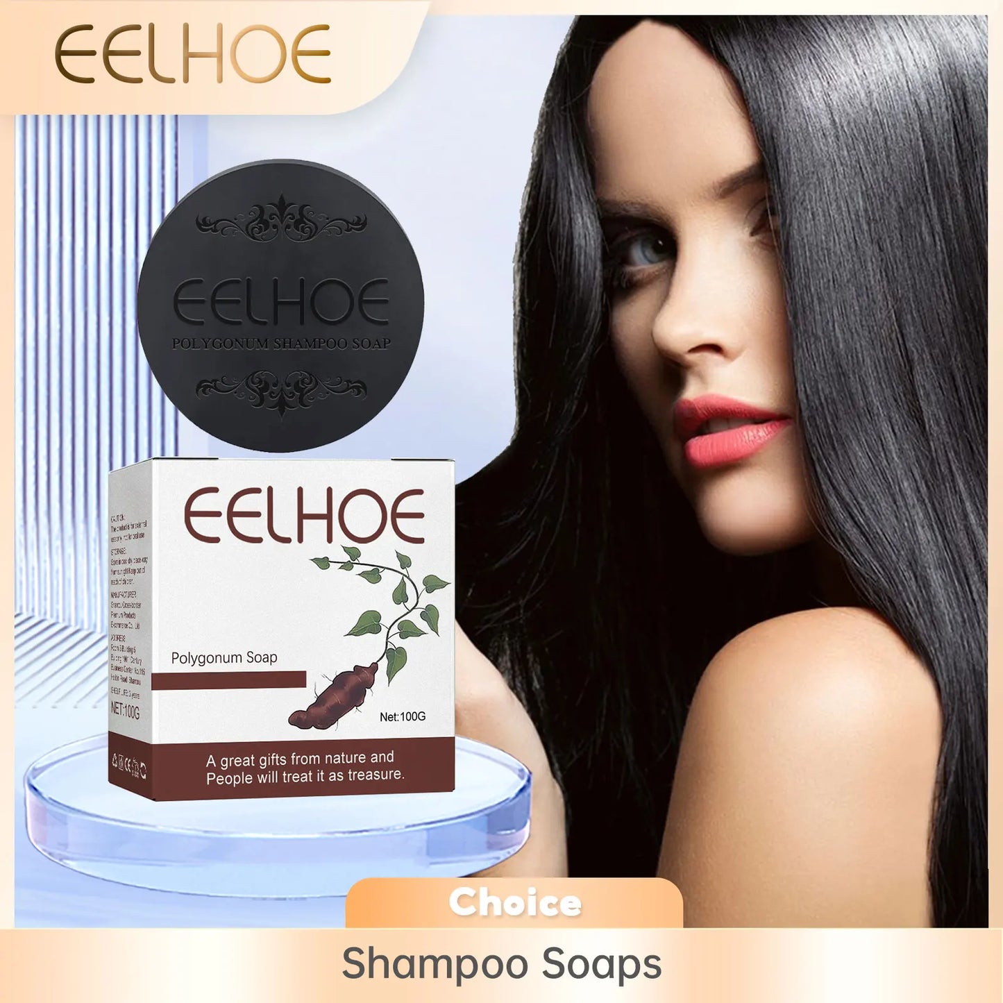 EELHOE Polygonum Multiflorum Shampoo Soaps Deep Cleaning Hair Moisturizing Care Cover Gray Hair Dye Ginseng Extract Shampoo Soap