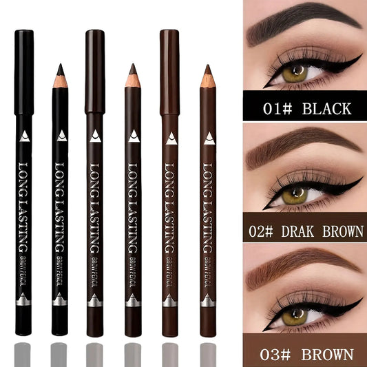 2-in-1 Wooden Handle Waterproof Eyeliner & Eyebrow Pencil, Sweatproof Makeup Pen for All Skin Types, Multi-Use Cosmetic Tool