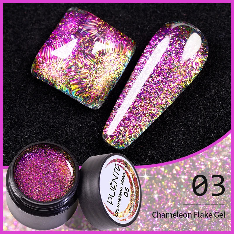 PUENTE 7.5ML Golden Gems Cat Magnetic Gel Nail Polish Pink Brown Blue Colors Golden Glitter Cat Eye Soak Off UV Nail Art Varnish