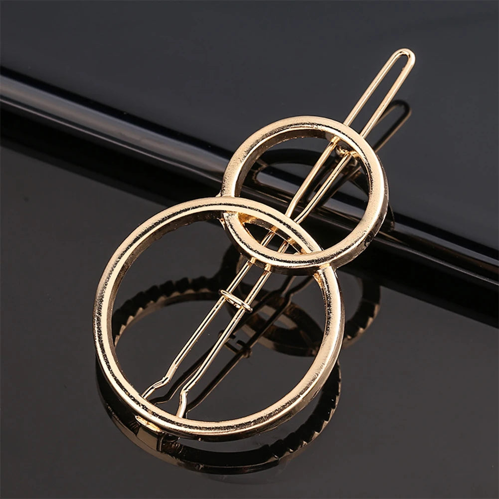 Triangle Moon Hairpin Fashion Women Metal Frog Clip Word Clip Elegant Star Round Barrette Alloy for Ladies Hair Accessories