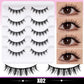 DINGSEN 5 Pairs Manga Lashes Cosplay Fake Eyelashes Strip Lash Soft Natural Look Fox Eye Korean Manhua Makeup False Eyelashes