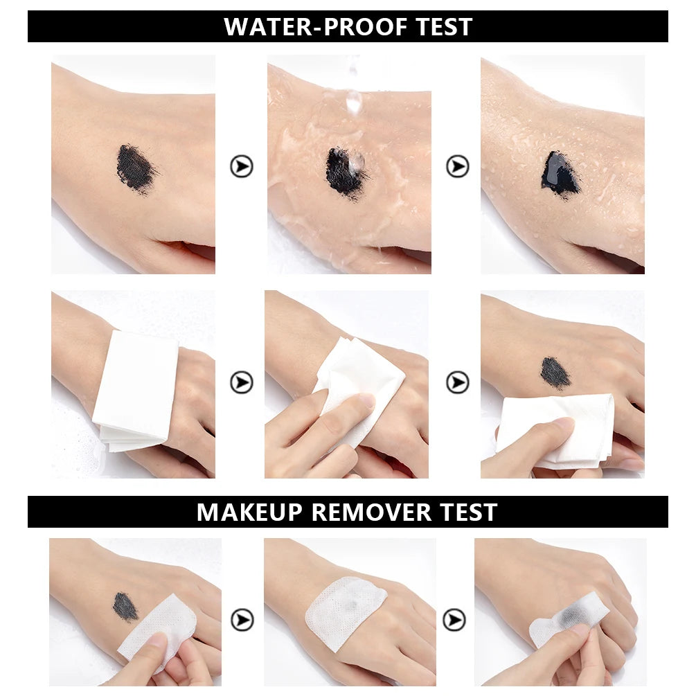 QIBEST 4D Silk Fiber Eyelash Mascara 2PCS Sets Waterproof Black Mascara Eyelash Extension Thick Lift Lengthening Lasting Makeup
