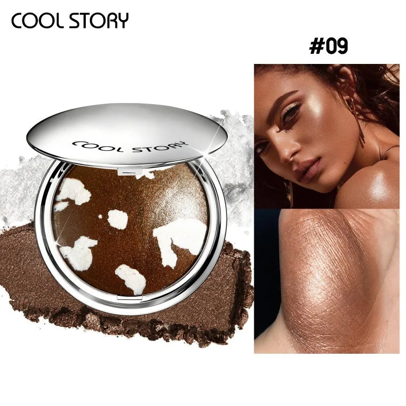 Pearlescent Sparkle Highlight Palette Bronze Shimmer Fine Powder Cream Glitter Eyeshadow Blusher Shiny Face Brightening Makeup