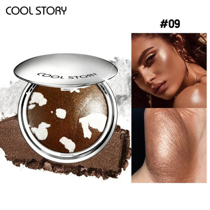 Pearlescent Sparkle Highlight Palette Bronze Shimmer Fine Powder Cream Glitter Eyeshadow Blusher Shiny Face Brightening Makeup