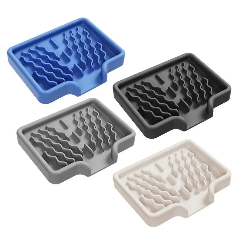 Silicone Soap Holder Self Draining Soap Bar Holder Kitchen Soap Dish Sponge Tray Counter Caddy Organizer for Dish Soap Dispenser