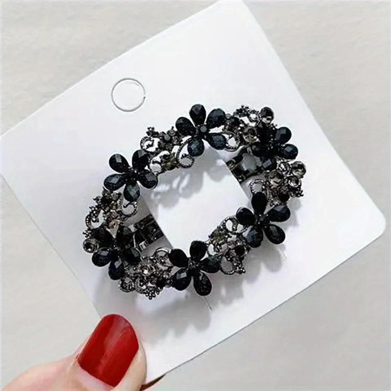 1Pc Retro Carved Rhinestone Hair Clip with Elegant Luxurious Design,retro Exquisite Design,highquality Texture,stable Grip