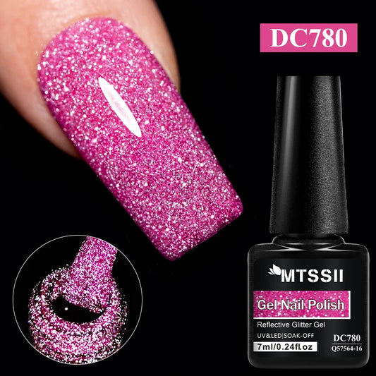 7ml Champagne Gold Sliver Reflective Nail Gel Polish Sparkling Shining Glitter Pink Red Nail Supplies Semi Permanent Gel Varnish