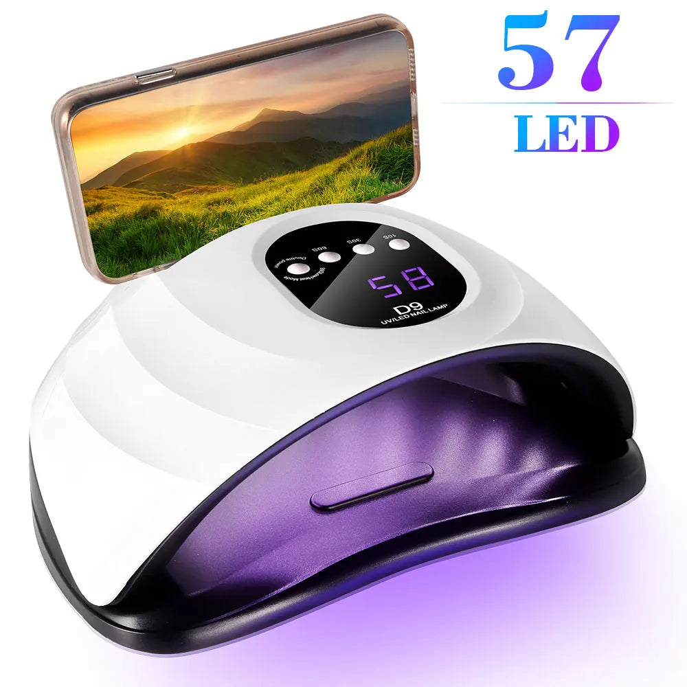 Nail Art Phototherapy Lamp With 57 LEDS Quick Drying Nails Light Have 3 Timer Modes LCD Display for Manicure Salon/Home Dryer