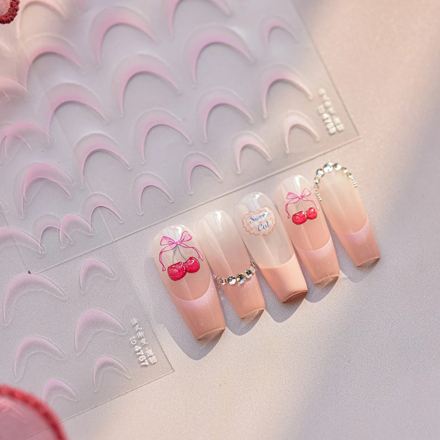 1pcs White 5D Pearl Lace Wave Lines Nail Art Stickers Elegant Exquisite Nail Decoration Decals DIY Self Adhesive Transfer Slider