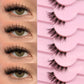 Veltrinay Natural Half Lashes Cat Eyelashes Soft Wispy with Clear Invisible Band Reusable Faux Mink Eyelashes Makeup