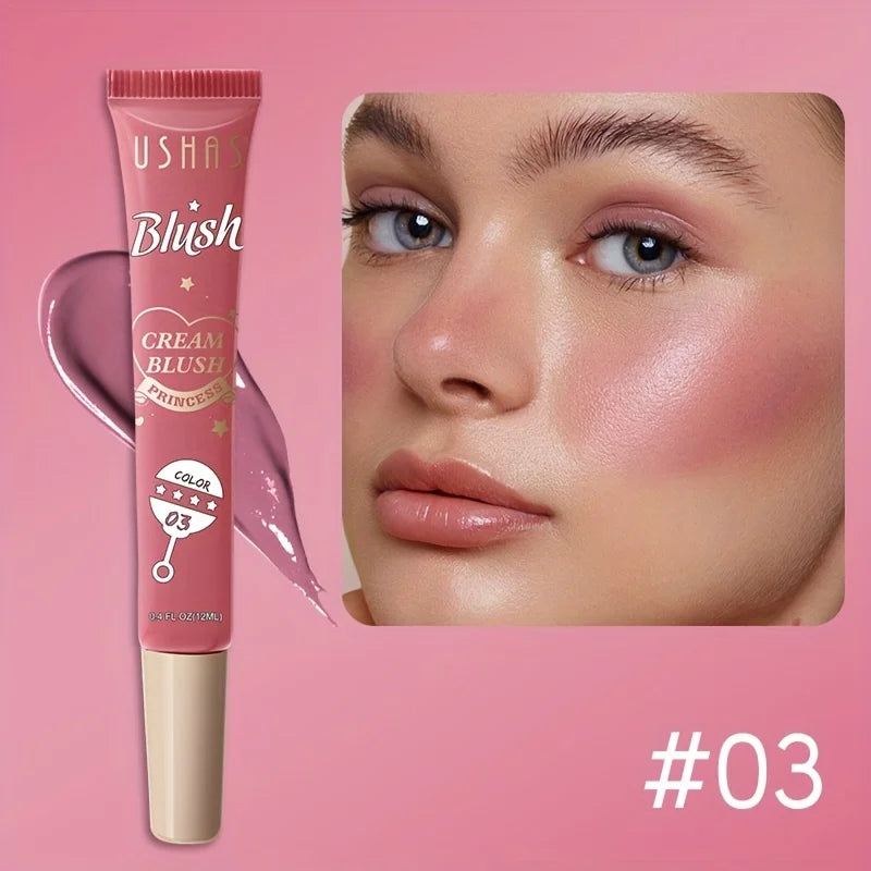 USHAS 4 Color Long-lasting Liquid Blush Facial Contouring Lightweight Soft Multi-Use Cream Blush Waterproof Facial Blush Stick