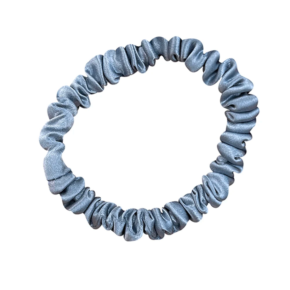 100% Real Mulberry Silk Skinnies Scrunchies Hair Bands Ties Gum Elastics Ponytail Holders No Damage for Women Girls 22 Momme 1CM