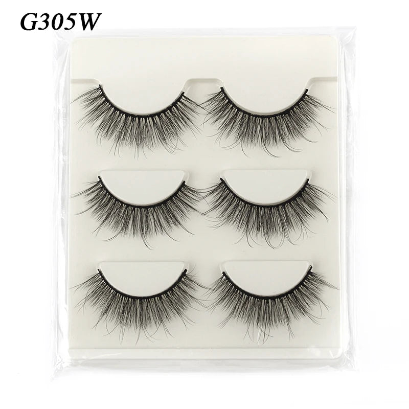 Faux Cils 3 Pairs False Eyelashes Natural Long 3D Mink Lashes Soft Fluffy Wispy Handmade Fake Lashes Eye Makeup Tools Maquiagem